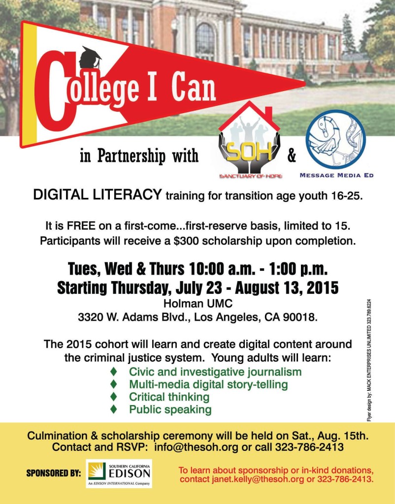 College I CAn Digital Literacy Program July 2015