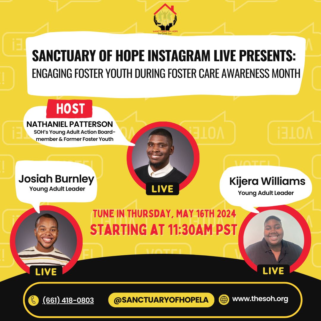 Sanctuary of Hope Young Action Leadership on IG Live for Foster Care Month